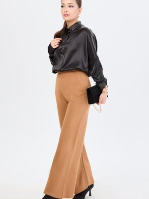 Düz Orta Taba Triko Pantolon