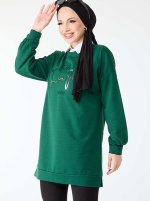 Zumrut Bisiklet Yaka Baskılı Uzun Kollu Sweatshirt Zumrut Bisiklet Yaka Baskılı Uzun Kollu Sweatshirt