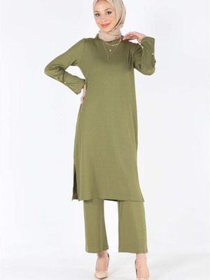 Aksesuar Detaylı Uzun Tunik Pantolon Takım Aksesuar Detaylı Uzun Tunik Pantolon Takım