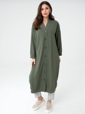 Puane Boydan Düğmeli Haki Ayrobin Hırka Puane Boydan Düğmeli Haki Ayrobin Hırka