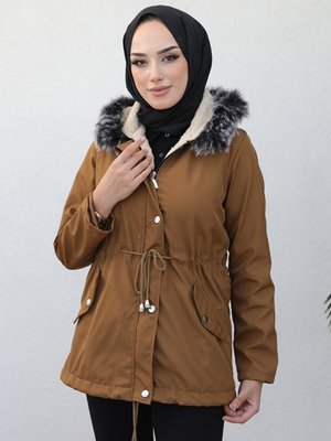 Berfin Içi Kürklü Çift Cepli Mont Taba
