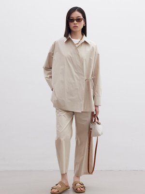 Kruvaze Kapama Premıum Gömlek Camel