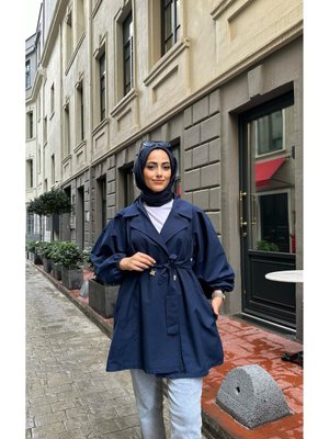 Balon Kol Midi Boy Dokma Yazlık Trençkot