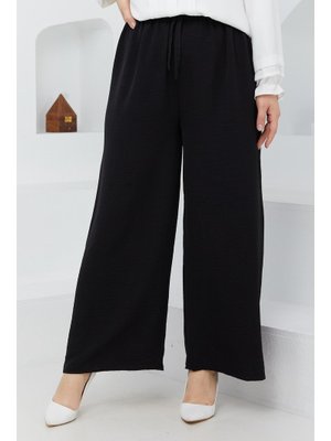 Büyük Beden Geniş Paça Ayrobin Krep Pantolon/siyah Büyük Beden Geniş Paça Ayrobin Krep Pantolon/siyah