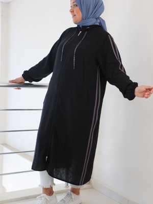 Antrasit Büyük Beden Elit Keten Biyeli Kap