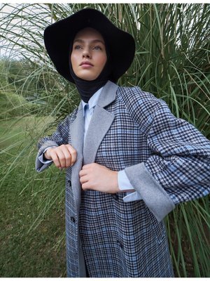 Premium Yün Reglan Kol Kuşaklı Kaban Gri Premium Yün Reglan Kol Kuşaklı Kaban Gri