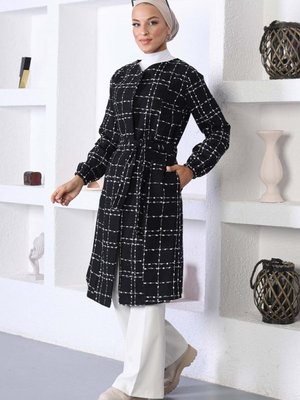 Kemerli Kaşe Kaban Siyah Kemerli Kaşe Kaban Siyah