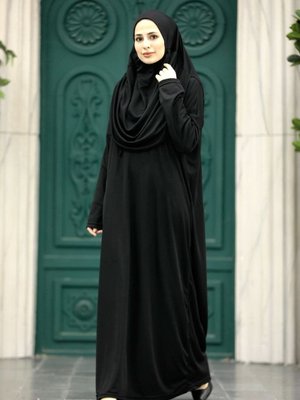 Siyah Tek Parça Namaz Elbisesi