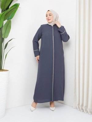 Büyük Beden Yazlık Taşlı Ferace Abaya