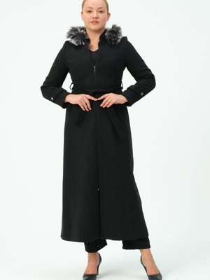 Yekta Büyük Beden Kadın Tesettür İçi Astarlı Kaşmir Manto