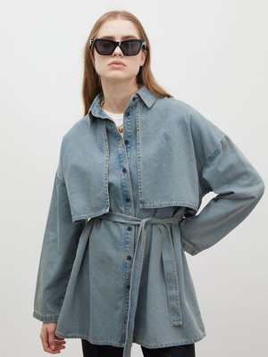 Trench Tasarım Denim Ceket Koyu Mavi Trench Tasarım Denim Ceket Koyu Mavi