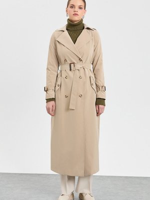 Kuşaklı Trençkot Bej