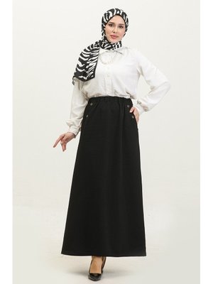 Ahlem Büyük Beden Düğme Detaylı Etek Ahlem Büyük Beden Düğme Detaylı Etek