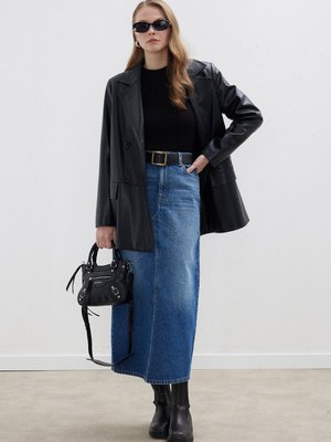 Denim Kalem Etek Koyu Mavi Denim Kalem Etek Koyu Mavi