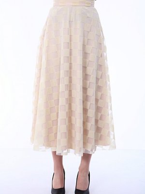 Esnek Sim Flok Baskılı Tül Evaze Etek