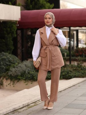 Bağcıklı Yelek Detaylı 3'lü Takım