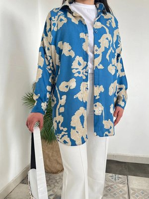 Desenli Boyfriend Gömlek Desenli Boyfriend Gömlek