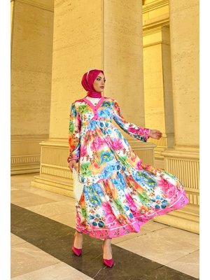 Pudra Lara Çiçekli Elbise