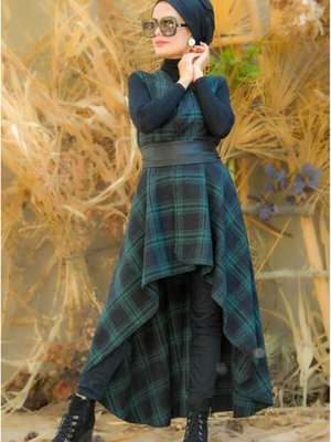 Zümrüt Siyah Ekoseli Yelek