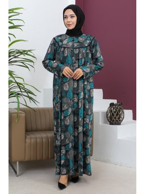 Adile Büyük Beden Desenli Penye Elbise