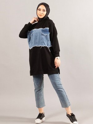 Kot Detay Sweat Siyah