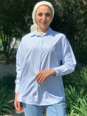 Beyaz Çizgili Poplin Gömlek Beyaz Çizgili Poplin Gömlek