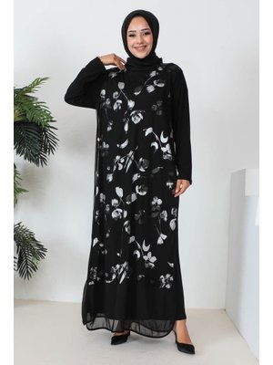 Gri Büyük Beden Astarlı Abiye