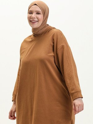 Kapüşonlu Midi Boy Sweatshirt Taba Kapüşonlu Midi Boy Sweatshirt Taba