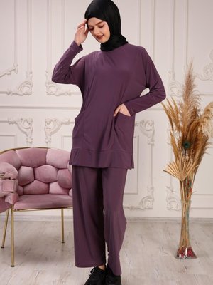 Çift Cepli Sandy Tunik Pantolon İkili Takım Çift Cepli Sandy Tunik Pantolon İkili Takım