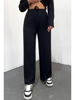 Siyah Beli Lastikli Kaşkorse Pantolon