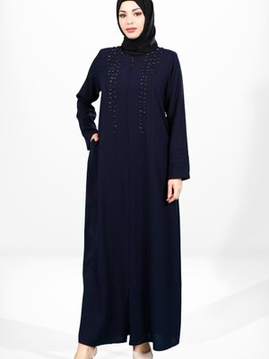 Lacivert Boncuklu Ferace