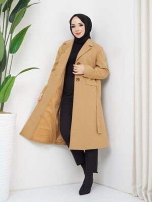 Kmkbin Kadın Kışlık Kuşaklı Gömlek Yaka Kaşe Kaban Kmkbin Kadın Kışlık Kuşaklı Gömlek Yaka Kaşe Kaban