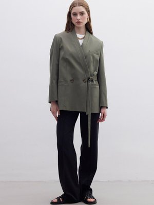 Kruvaze Bağlamalı Blazer Haki Kruvaze Bağlamalı Blazer Haki