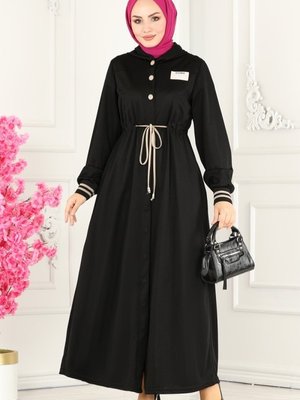 Siyah Beli Tünelli Arma Detay Ferace Siyah Beli Tünelli Arma Detay Ferace