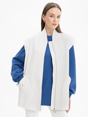 Fermuar Detaylı Poplin Yelek Fermuar Detaylı Poplin Yelek