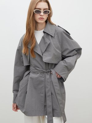 Lızbon Oversıze Kısa Trençkot Gri Lızbon Oversıze Kısa Trençkot Gri