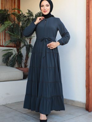 Katlı Büzgülü Medine İpeği Ferace Katlı Büzgülü Medine İpeği Ferace