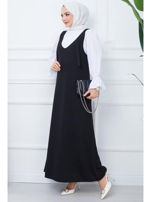 Siyah Nehir Örme Jile Elbise