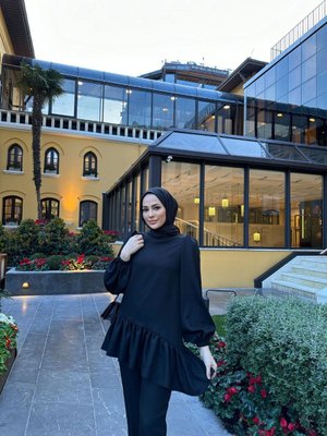 Sofia Keten Takım Siyah