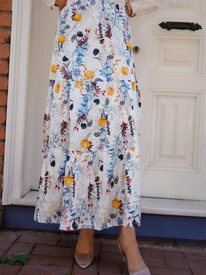 Fırfır Detaylı Etek Brc15m02 Ekru Mavi