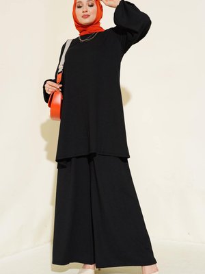 Siyah Tunik Pantolon Alt Üst Takım Siyah Tunik Pantolon Alt Üst Takım
