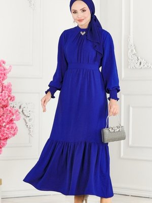 Saks Eteği Fırfırlı Aerobin Elbise