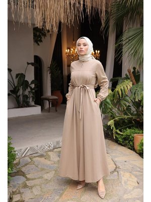 Vizon Belden Kuşak Detaylı Ferace