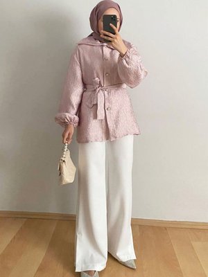 Pudra Ceketi Taşlı Abiye Takım Pudra Ceketi Taşlı Abiye Takım