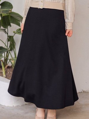 Puf Scuba Kloş Etek Siyah