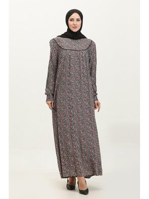 Adelya Beden Desenli Viskon Elbise 4473g Adelya Beden Desenli Viskon Elbise 4473g