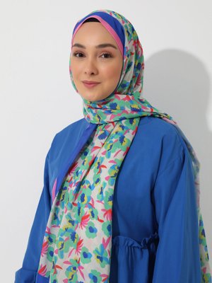 Vintage Özel Tasarım Pamuksu Şal Cok Renkli