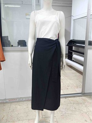 Fiyonk Bağlamalı Keten Etek Siyah Fiyonk Bağlamalı Keten Etek Siyah