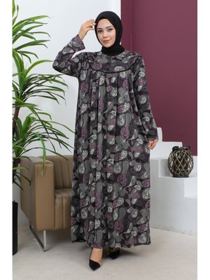 Adile Büyük Beden Desenli Penye Elbise