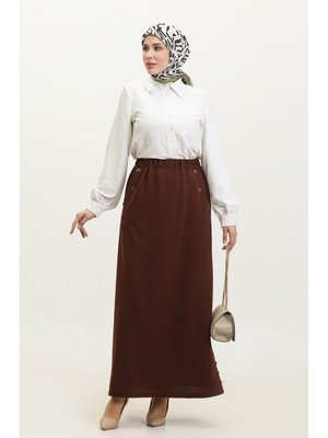 Ahlem Büyük Beden Düğme Detaylı Etek Ahlem Büyük Beden Düğme Detaylı Etek